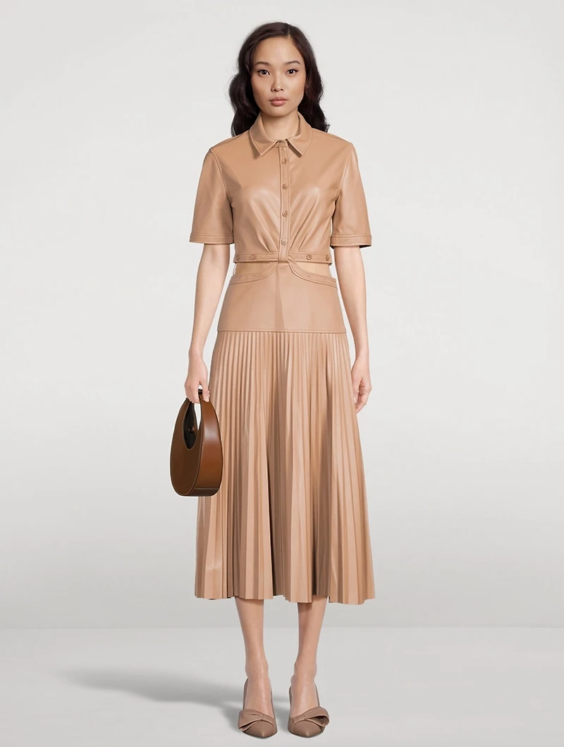 Maritza Vegan Leather Shirt Dress