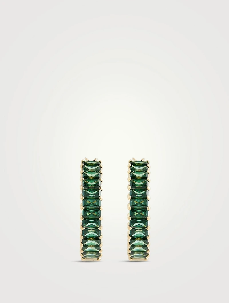 Matrix Baguette Crystal Hoop Earrings