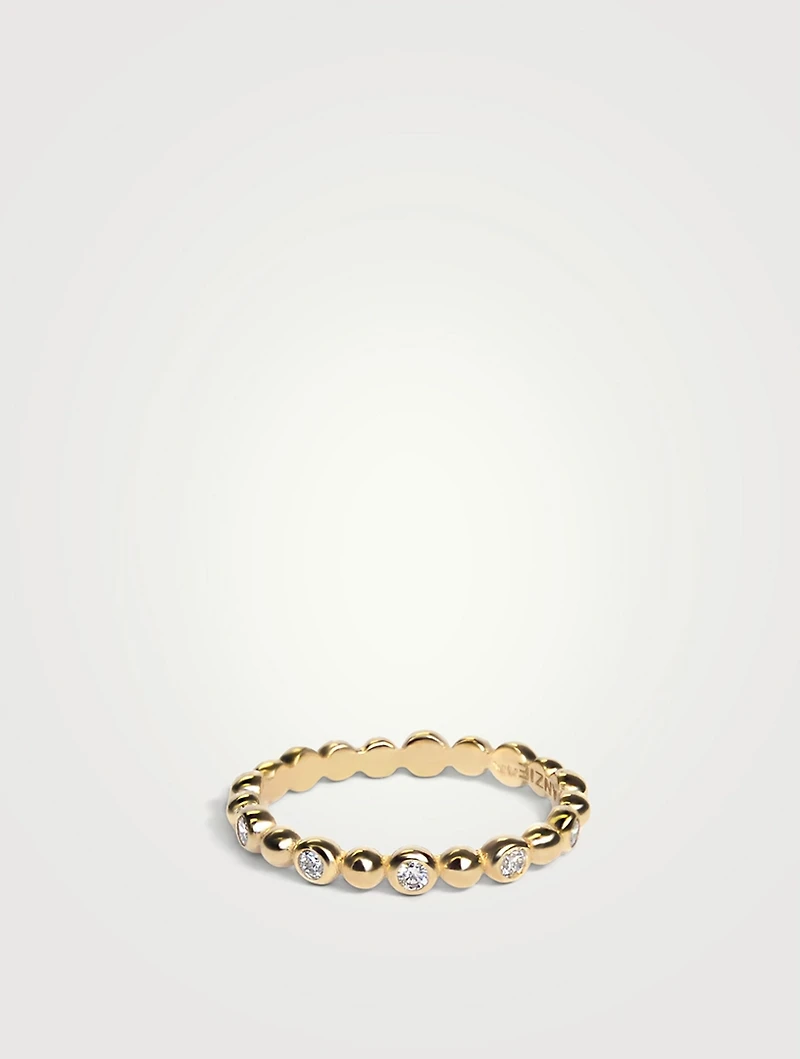 Dew Drop 14K Gold Band With Diamonds