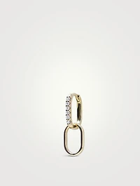 Classique 14K Gold Paper Clip Double Hoop Earrings With Pavé Diamonds