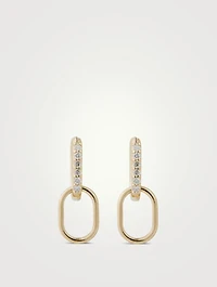 Classique 14K Gold Paper Clip Double Hoop Earrings With Pavé Diamonds