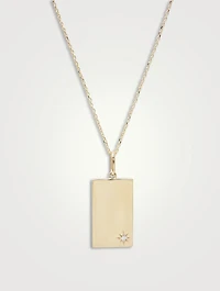 Large Love Letter 14K Gold Engravable ID Tag Pendant Necklace With Diamonds