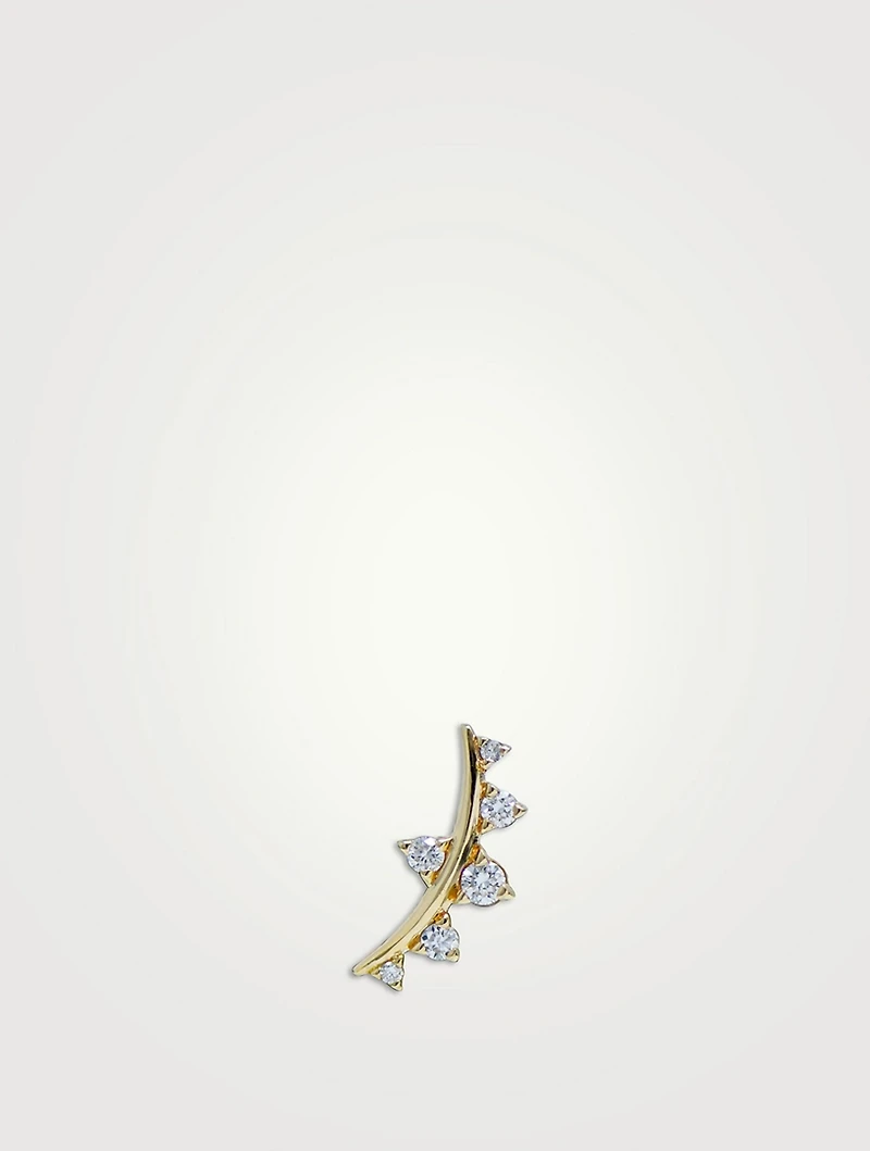 Cléo 14K Gold Smile Left Crawler Earring With Diamonds