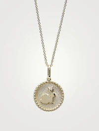 Dew Drop 14K Gold Year Of The Rabbit Medallion Necklace