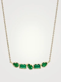 Mélia 14K Gold Linea Bar Necklace With Emerald