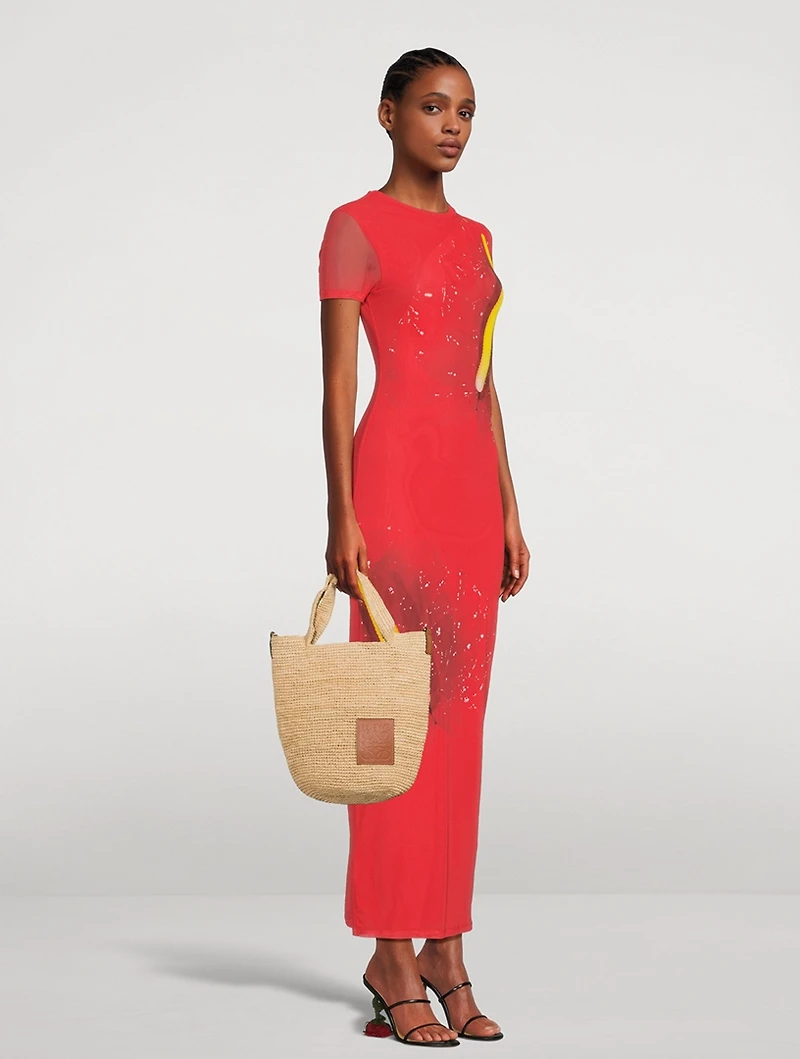 Mini Slit Raffia Tote Bag