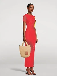 Mini Slit Raffia Tote Bag