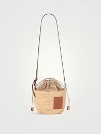 Anagram Jacquard Canvas Raffia Bucket Bag