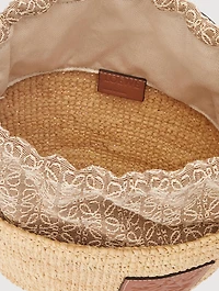 Anagram Jacquard Canvas Raffia Bucket Bag