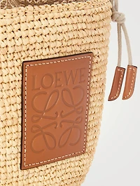 Anagram Jacquard Canvas Raffia Bucket Bag