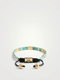 Marbled Turquoise And Gold Plated Miyuki Tila Beaded Bracelet