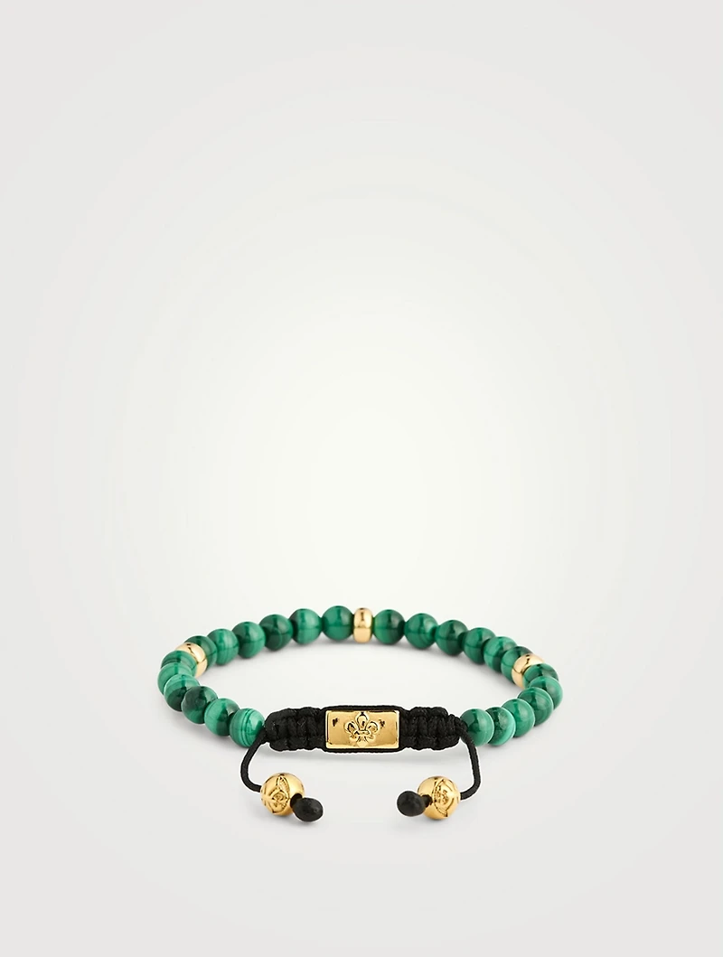 Malachite And Gold Plated Beaded Bracelet