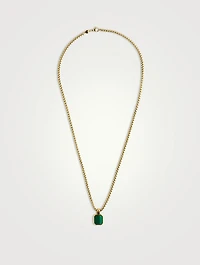 Gold Plated Necklace With Square Malachite Pendant