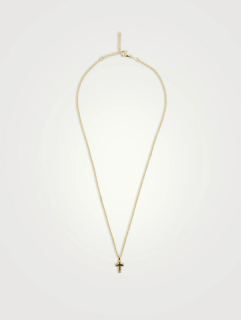 Gold Plated Sterling Silver Mini Cross Necklace