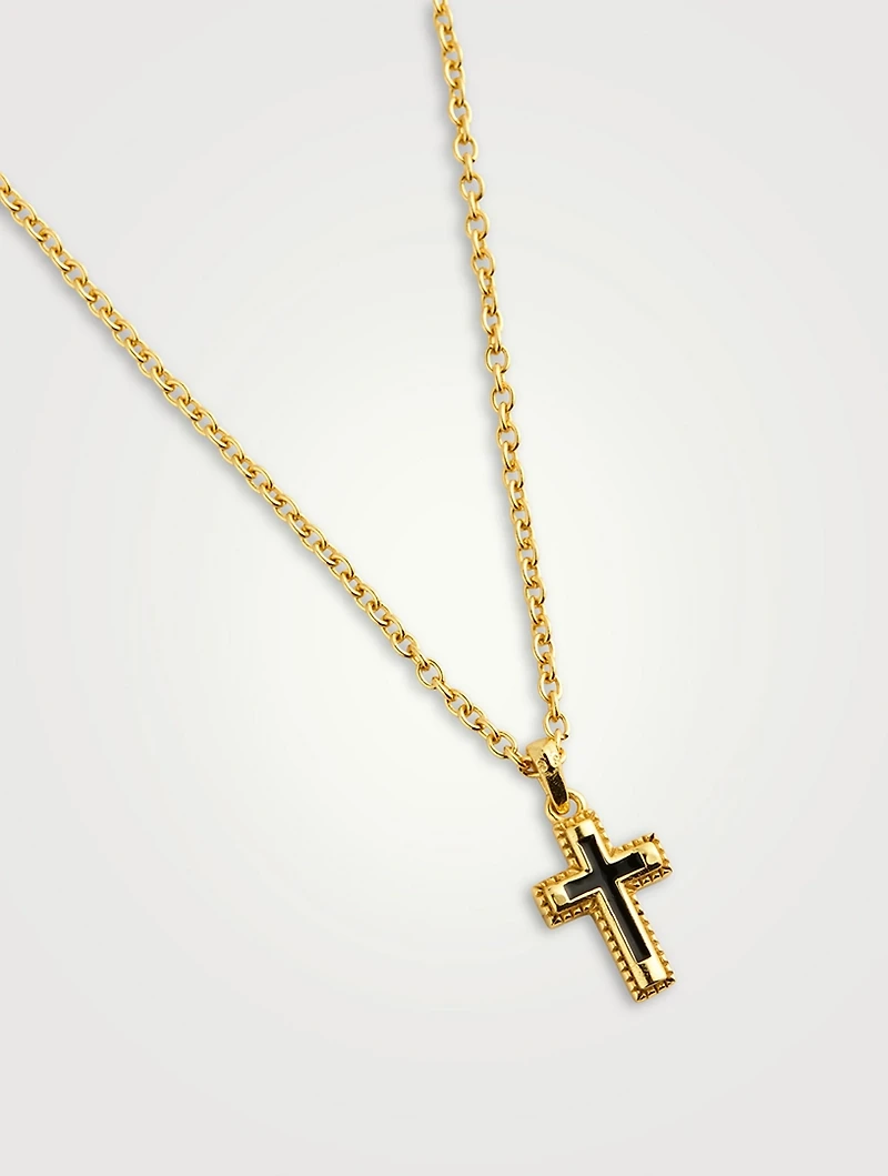 Gold Plated Sterling Silver Mini Cross Necklace