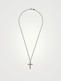 Silver Pearl Cross Pendant Necklace