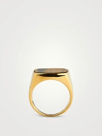 Gold Plated Signet Ring With Brown Tiger Eye