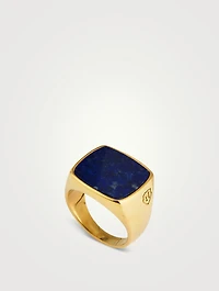 Gold Plated Signet Ring With Blue Lapis