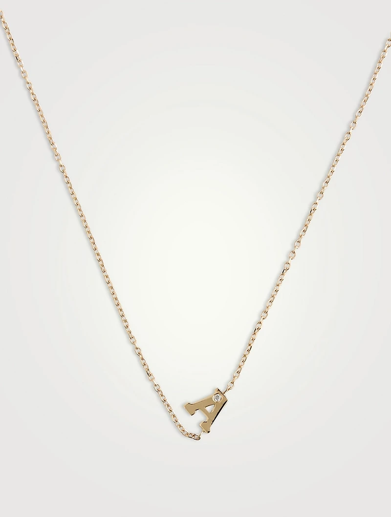 Love Letter 14K Gold Single Diamond A Necklace