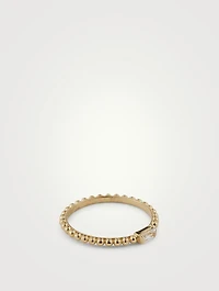 Dew Drop 14K Gold Baguette Stackable Ring With White Topaz