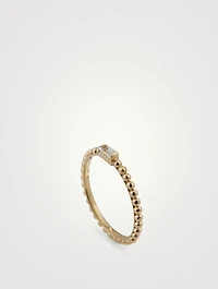 Dew Drop 14K Gold Baguette Stackable Ring With White Topaz