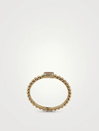 Dew Drop 14K Gold Baguette Stackable Ring With White Topaz