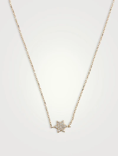 Love Letter 14K Gold Star Of David Necklace With Pavé Diamonds