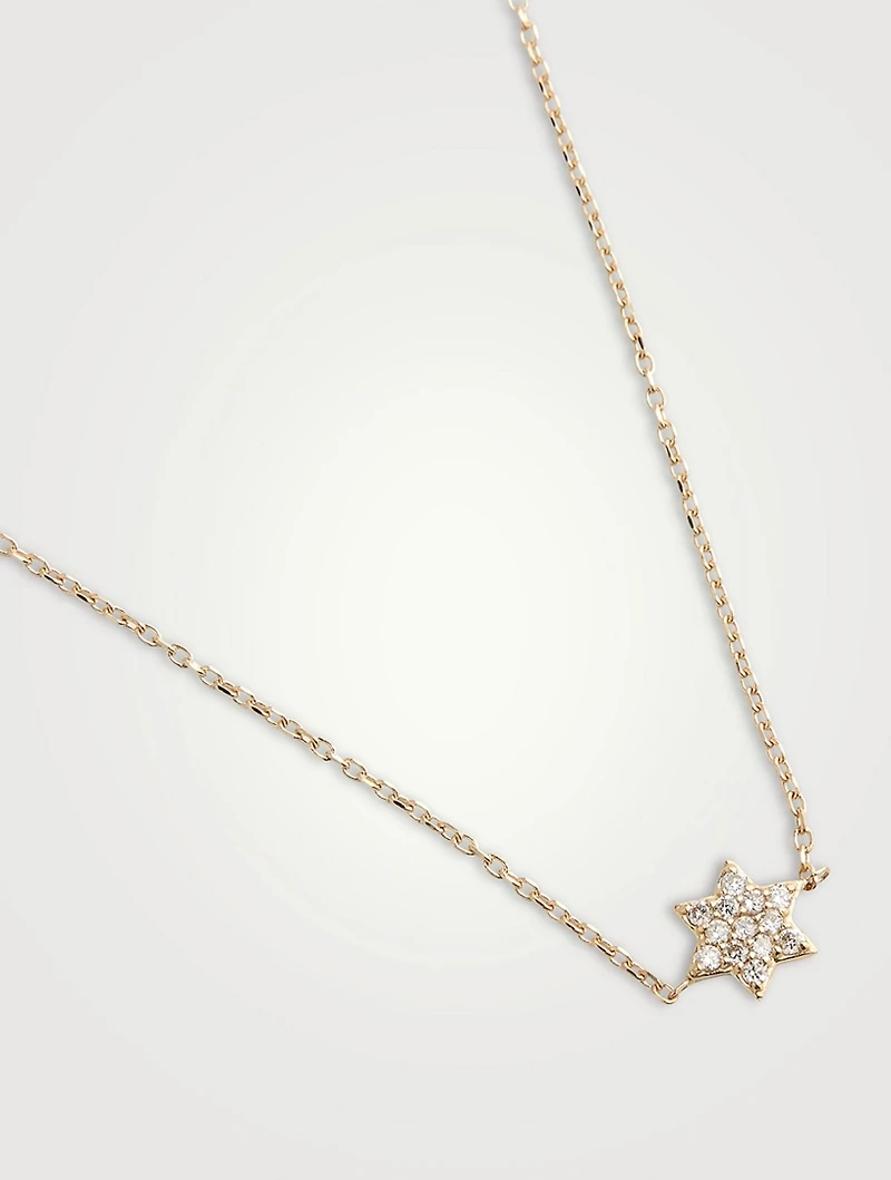 Love Letter 14K Gold Star Of David Necklace With Pavé Diamonds