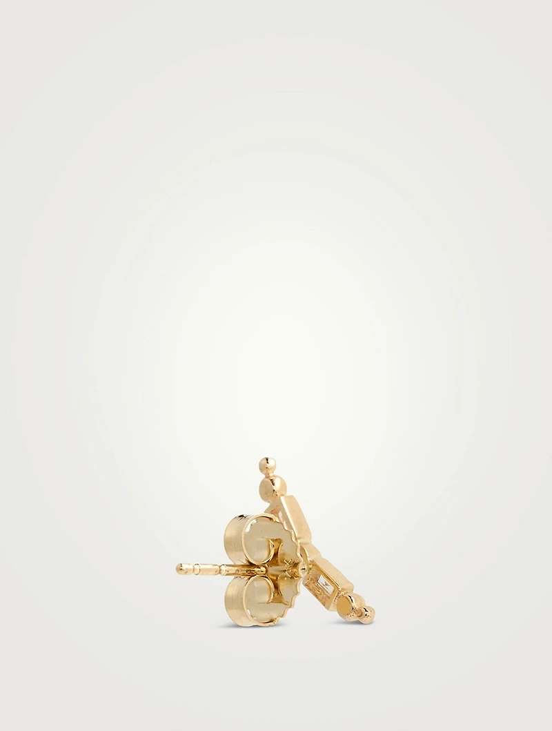 Mel Soldera 14K Gold Deco Left Ear Crawler With Diamonds And White Topaz