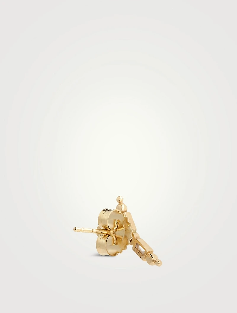 Mel Soldera 14K Gold Deco Right Ear Crawler With Diamonds And White Topaz