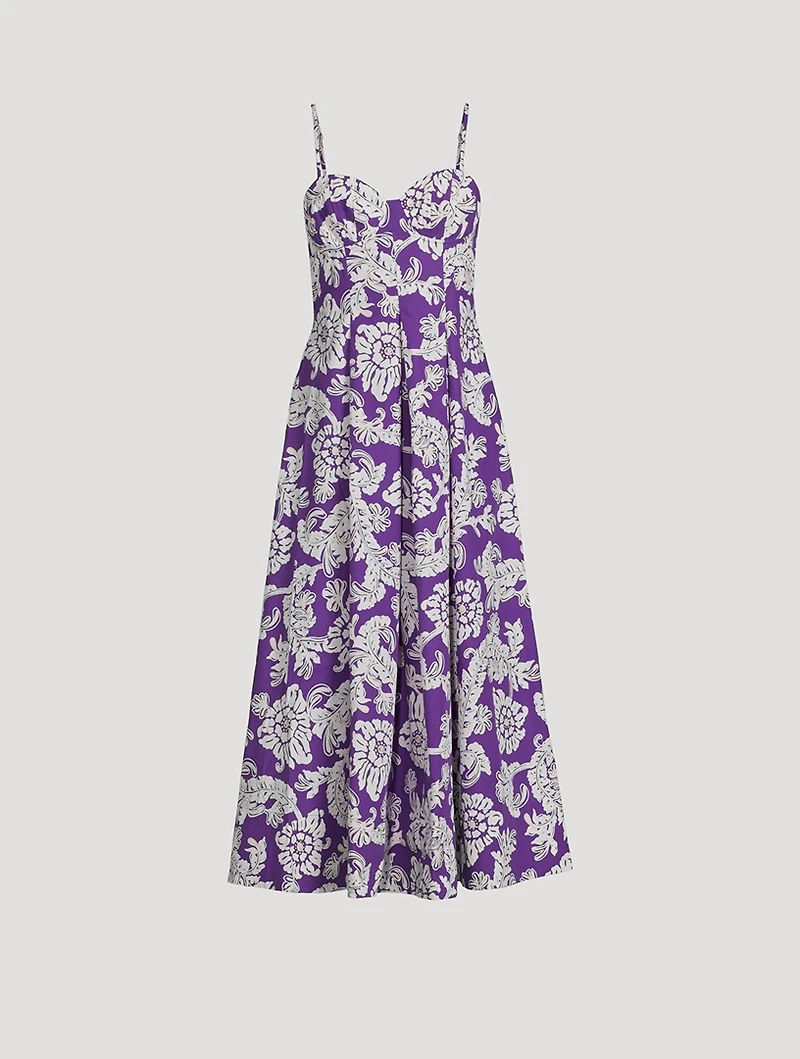 Verlaine Bustier Poplin Midi Dress Floral Print