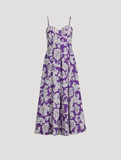 Verlaine Bustier Poplin Midi Dress Floral Print