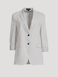 Rolled-Sleeve Good Wool Boyfriend Blazer