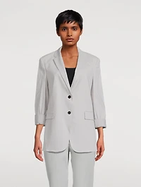 Rolled-Sleeve Good Wool Boyfriend Blazer