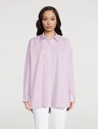 Oversized Cotton Shirt Stripe Print