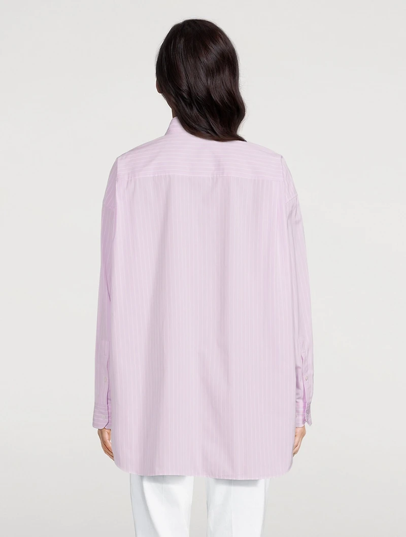 Oversized Cotton Shirt Stripe Print
