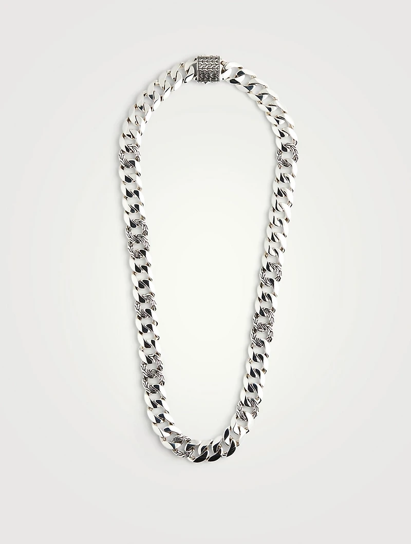 14MM Silver Curb Chain Necklace