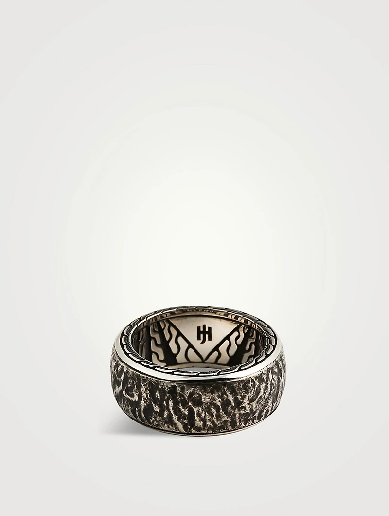 Silver 10MM Reticulated Rotating Band Ring