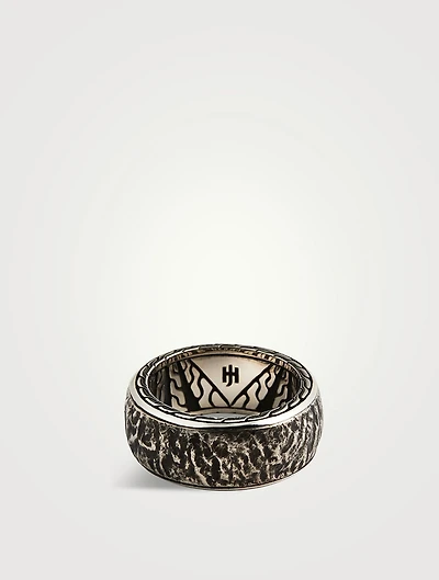 Silver 10MM Reticulated Rotating Band Ring