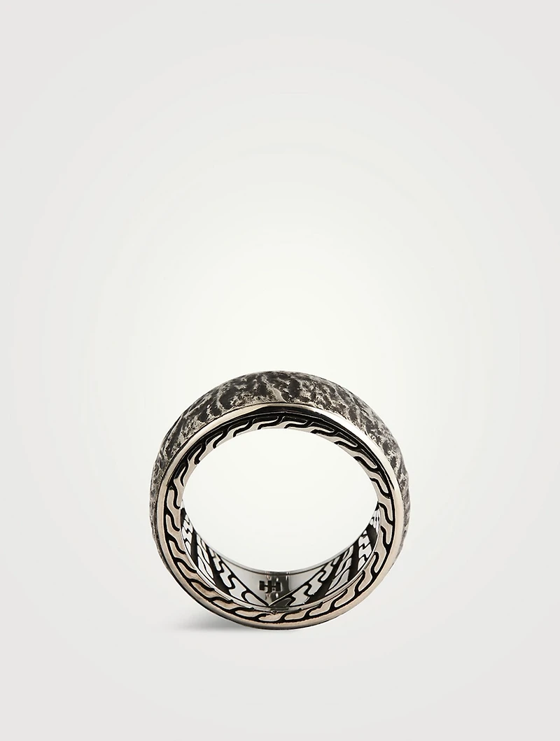 Silver 10MM Reticulated Rotating Band Ring