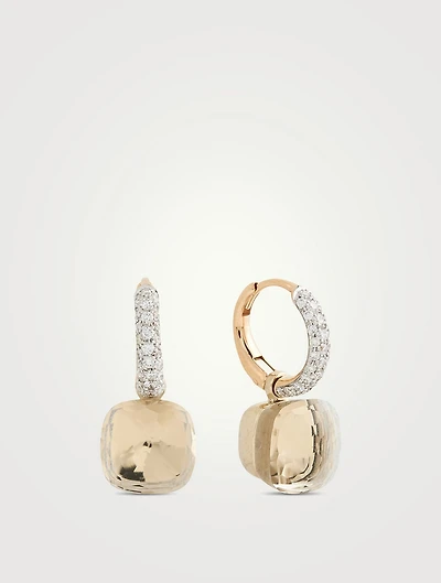 Nudo Earrings With White Topaz And Diamonds