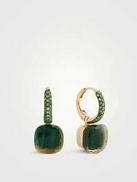 Nudo Earrings With Prasiolite, Malachite And Tsavorite