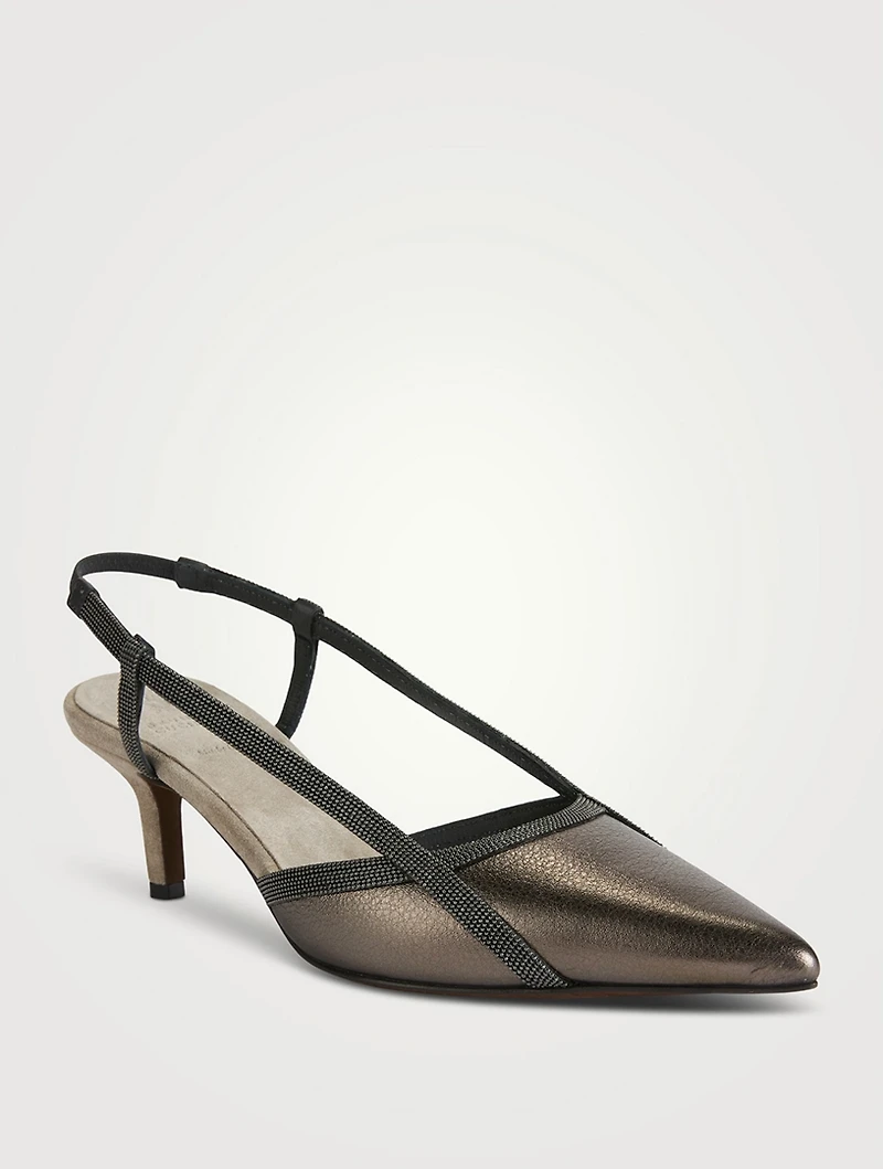 City Metallic Leather Slingback Pumps