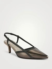 City Metallic Leather Slingback Pumps