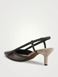 City Metallic Leather Slingback Pumps