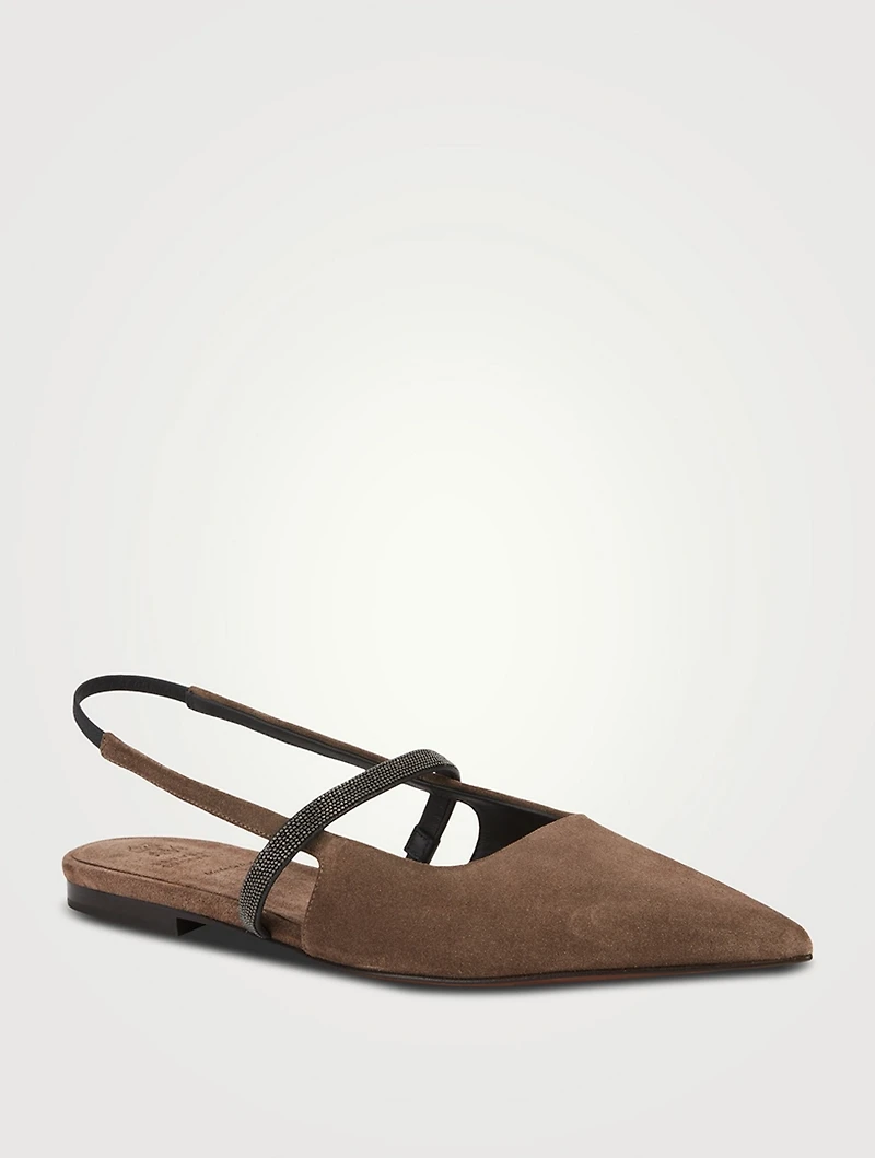 Suede Slingback Ballet Flats