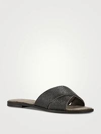 Crossover Leather Slide Sandals
