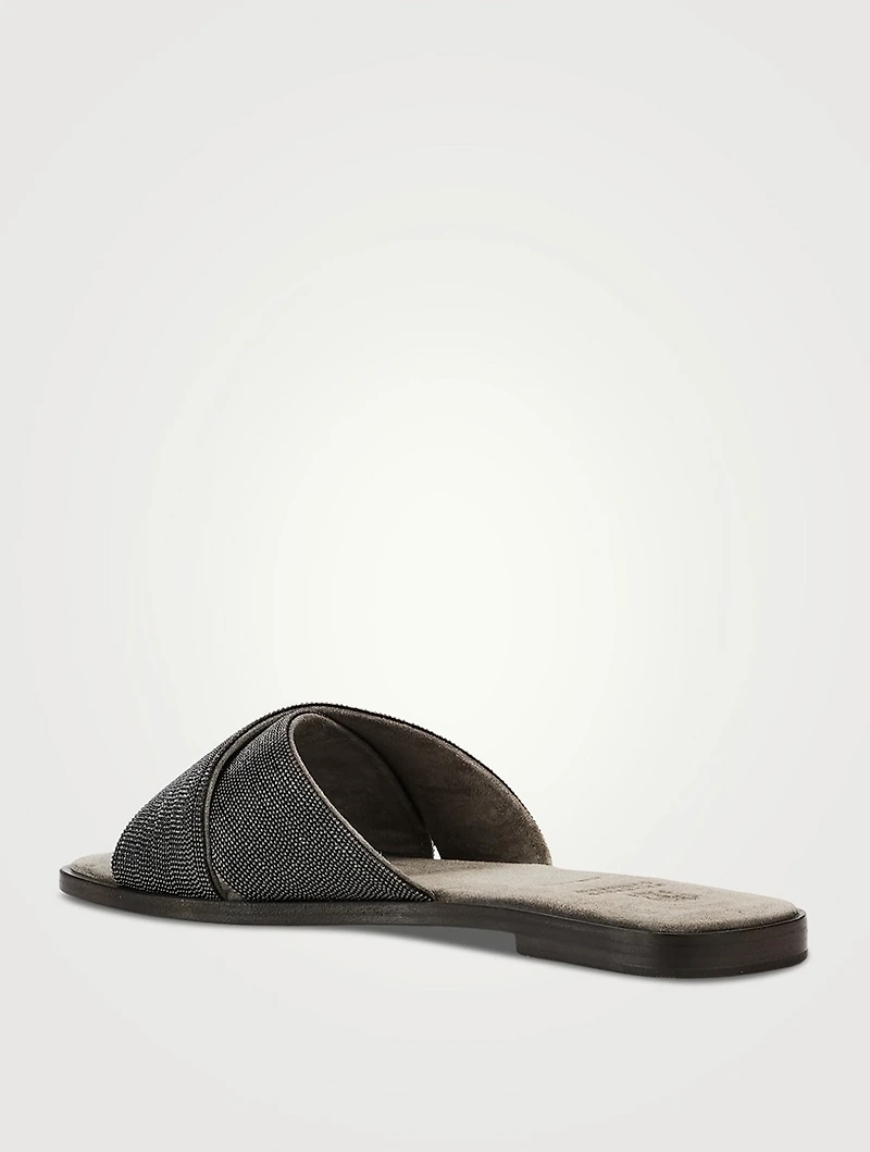 Crossover Leather Slide Sandals