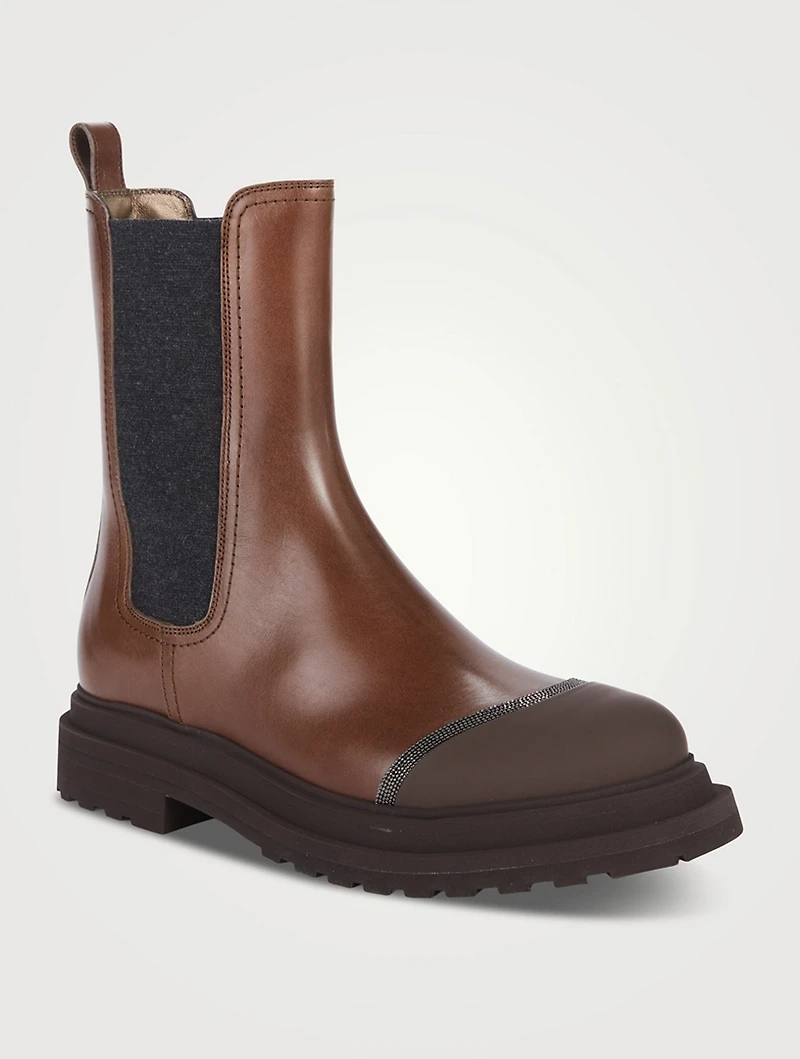 Lug-Sole Leather Chelsea Boots