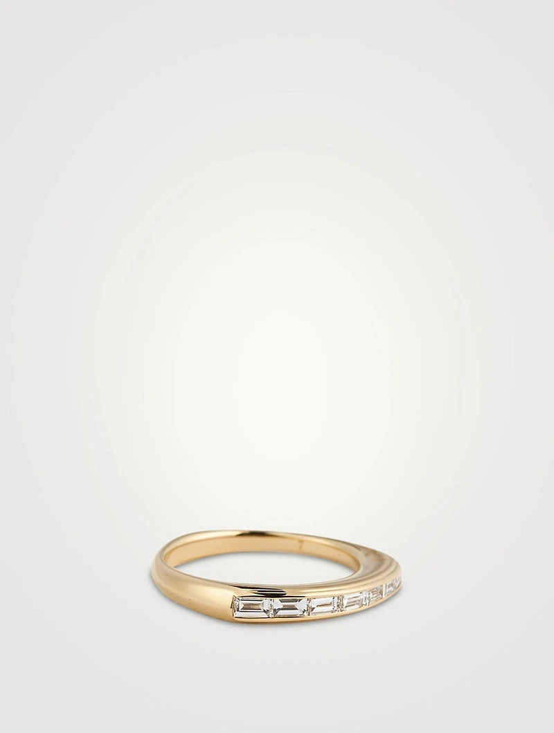 CH2 18K Gold Baguette Stack Ring With Diamonds